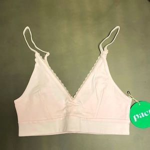 Pact organic fair trade organic cotton soft triangle cup bralette in chalk pink